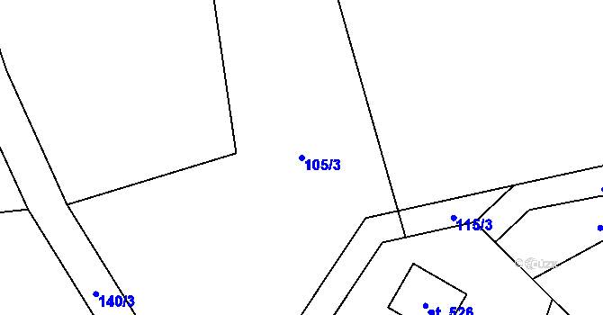 Parcela st. 105/3 v KÚ Miřetice u Nasavrk, Katastrální mapa