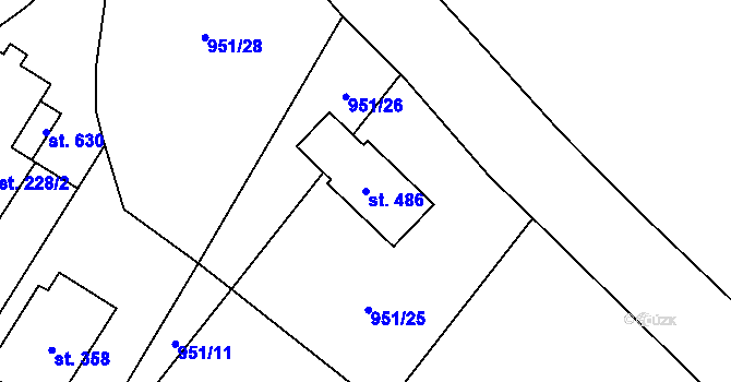 Parcela st. 486 v KÚ Miřetice u Nasavrk, Katastrální mapa