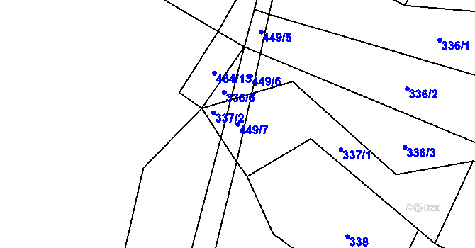 Parcela st. 449/7 v KÚ Miřetice u Nasavrk, Katastrální mapa