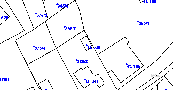 Parcela st. 539 v KÚ Miřetice u Nasavrk, Katastrální mapa