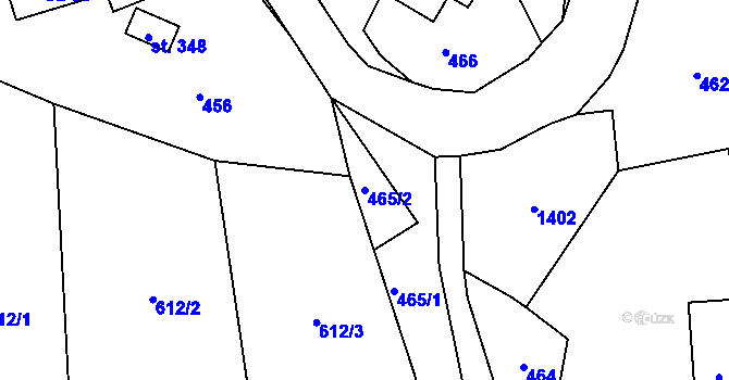 Parcela st. 465/2 v KÚ Miřetice u Nasavrk, Katastrální mapa