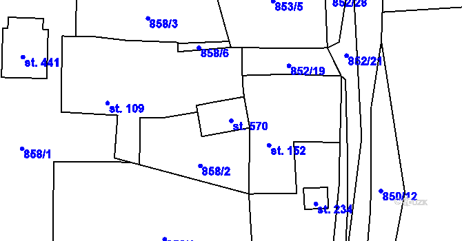 Parcela st. 570 v KÚ Miřetice u Nasavrk, Katastrální mapa