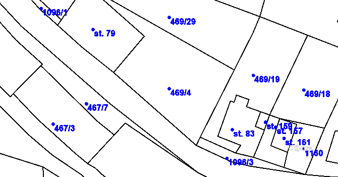 Parcela st. 469/4 v KÚ Miřetín, Katastrální mapa