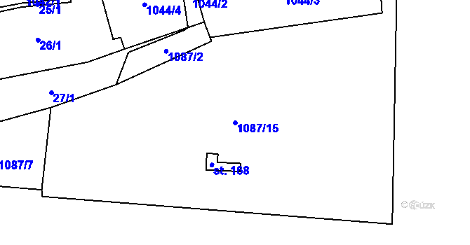 Parcela st. 1087/15 v KÚ Mířkov, Katastrální mapa