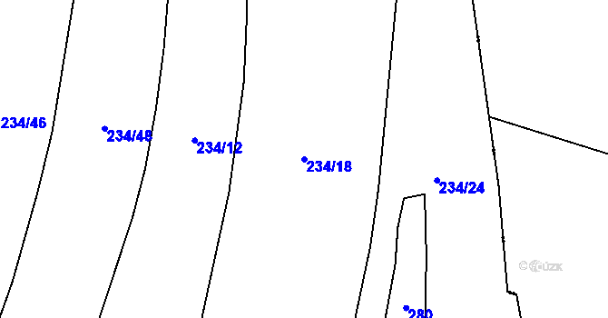 Parcela st. 234/18 v KÚ Mířkov, Katastrální mapa