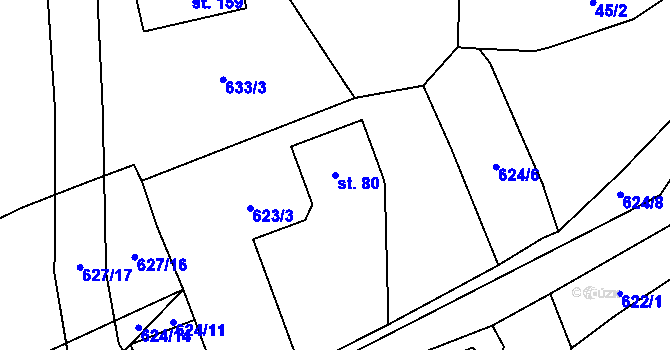 Parcela st. 80 v KÚ Mířkov, Katastrální mapa
