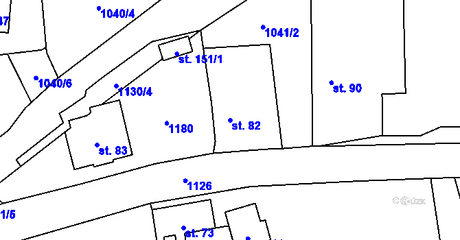 Parcela st. 82 v KÚ Mířkov, Katastrální mapa