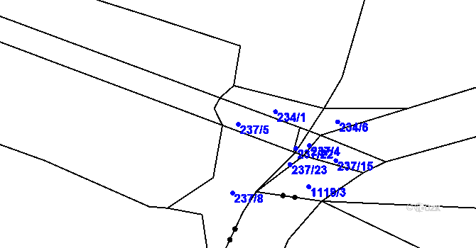 Parcela st. 237/5 v KÚ Mířkov, Katastrální mapa