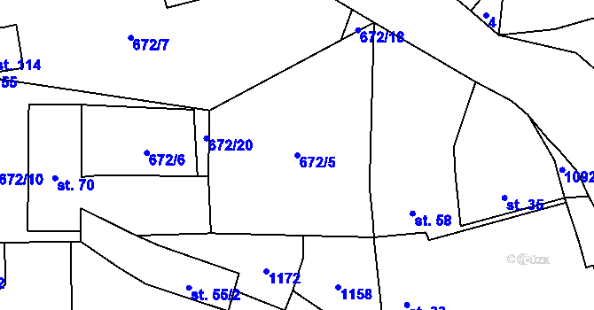 Parcela st. 672/5 v KÚ Mířkov, Katastrální mapa