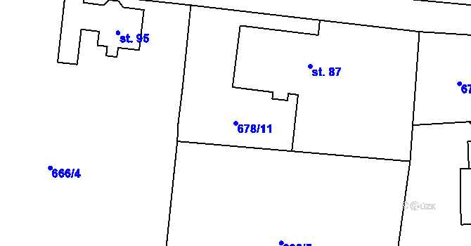 Parcela st. 678/11 v KÚ Mířkov, Katastrální mapa