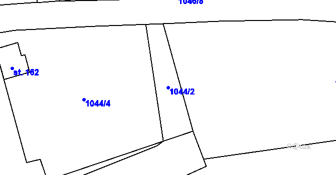 Parcela st. 1044/2 v KÚ Mířkov, Katastrální mapa