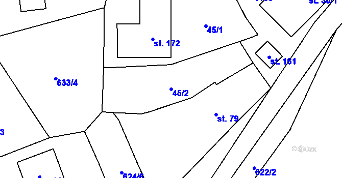 Parcela st. 45/2 v KÚ Mířkov, Katastrální mapa