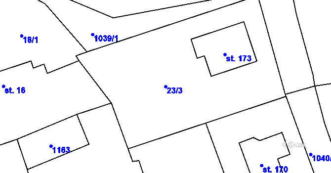 Parcela st. 23/3 v KÚ Mířkov, Katastrální mapa