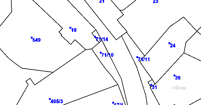 Parcela st. 71/10 v KÚ Bylany u Kutné Hory, Katastrální mapa