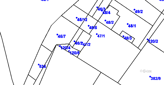 Parcela st. 47/2 v KÚ Hořany u Kutné Hory, Katastrální mapa