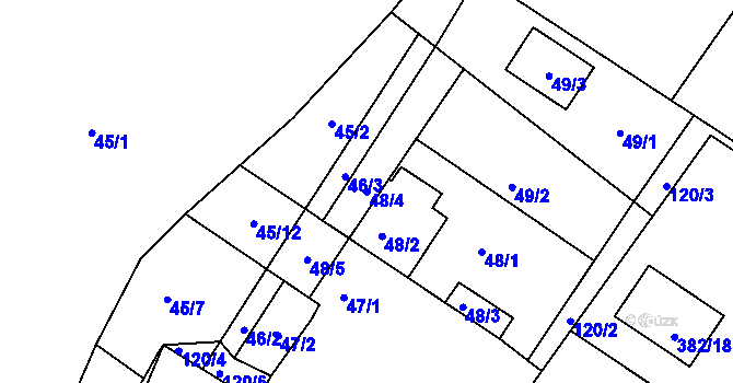 Parcela st. 48/4 v KÚ Hořany u Kutné Hory, Katastrální mapa
