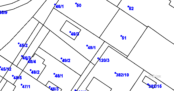 Parcela st. 49/1 v KÚ Hořany u Kutné Hory, Katastrální mapa