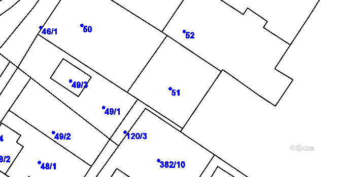 Parcela st. 51 v KÚ Hořany u Kutné Hory, Katastrální mapa