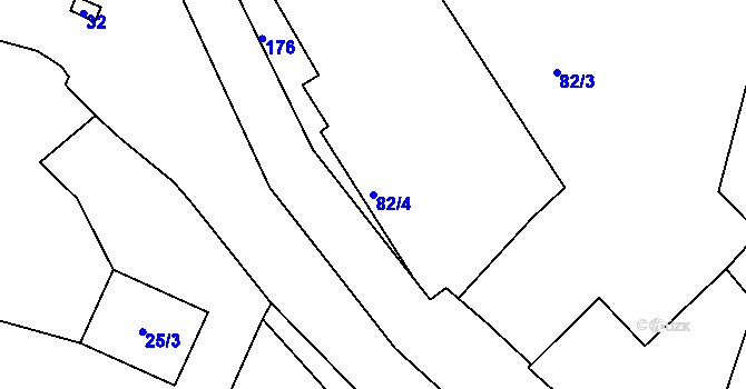 Parcela st. 82/4 v KÚ Hořany u Kutné Hory, Katastrální mapa