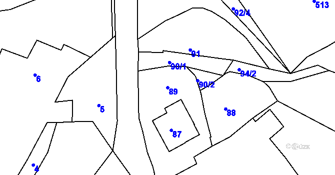 Parcela st. 89 v KÚ Hořany u Kutné Hory, Katastrální mapa