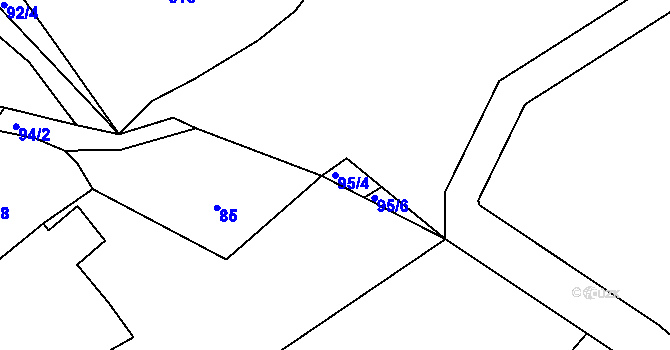 Parcela st. 95/4 v KÚ Hořany u Kutné Hory, Katastrální mapa