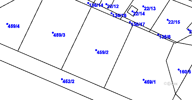 Parcela st. 459/2 v KÚ Hořany u Kutné Hory, Katastrální mapa