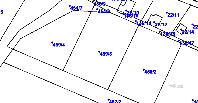Parcela st. 459/3 v KÚ Hořany u Kutné Hory, Katastrální mapa