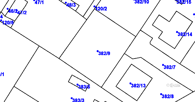 Parcela st. 382/9 v KÚ Hořany u Kutné Hory, Katastrální mapa