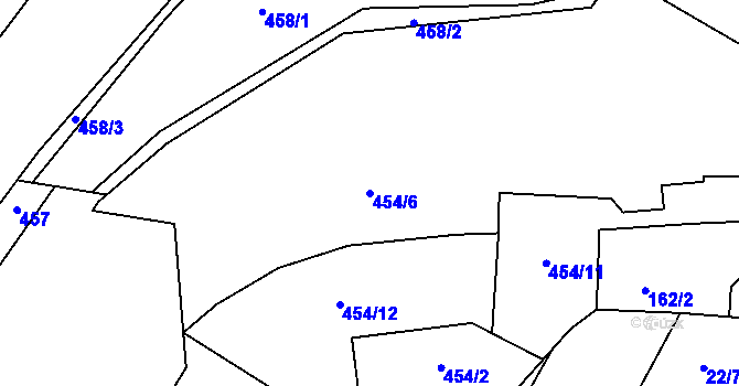 Parcela st. 454/6 v KÚ Hořany u Kutné Hory, Katastrální mapa