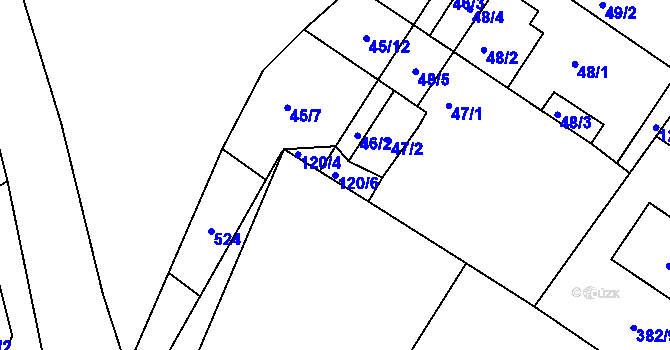 Parcela st. 120/6 v KÚ Hořany u Kutné Hory, Katastrální mapa
