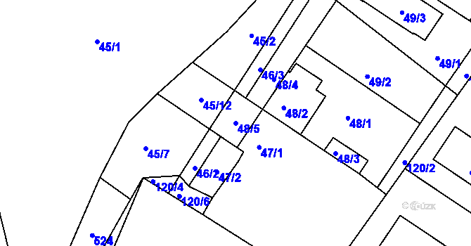 Parcela st. 48/5 v KÚ Hořany u Kutné Hory, Katastrální mapa