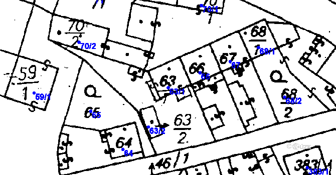 Parcela st. 63/1 v KÚ Miskovice, Katastrální mapa