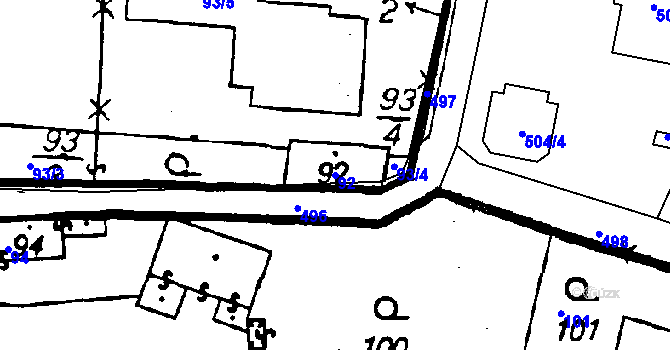 Parcela st. 92 v KÚ Miskovice, Katastrální mapa