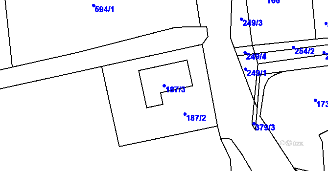 Parcela st. 187/3 v KÚ Miskovice, Katastrální mapa
