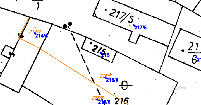 Parcela st. 215 v KÚ Miskovice, Katastrální mapa