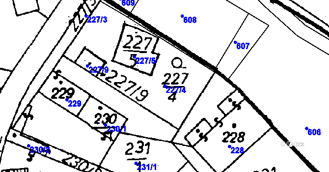 Parcela st. 227/4 v KÚ Miskovice, Katastrální mapa