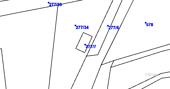 Parcela st. 277/7 v KÚ Miskovice, Katastrální mapa
