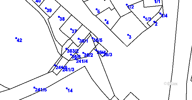 Parcela st. 36/4 v KÚ Miskovice, Katastrální mapa