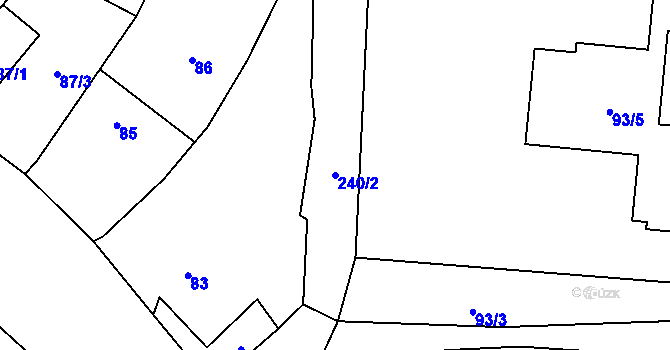 Parcela st. 240/2 v KÚ Miskovice, Katastrální mapa