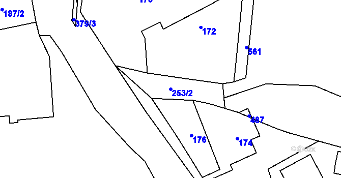 Parcela st. 253/2 v KÚ Miskovice, Katastrální mapa