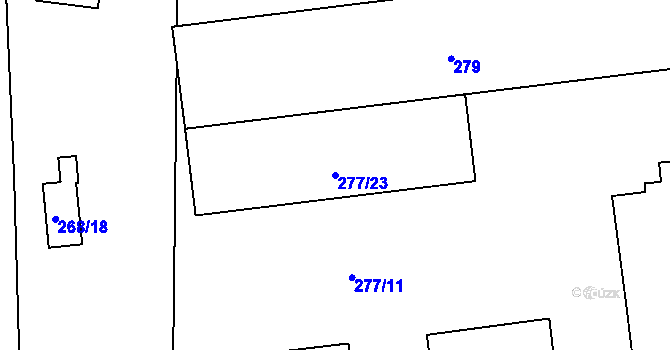 Parcela st. 277/23 v KÚ Miskovice, Katastrální mapa