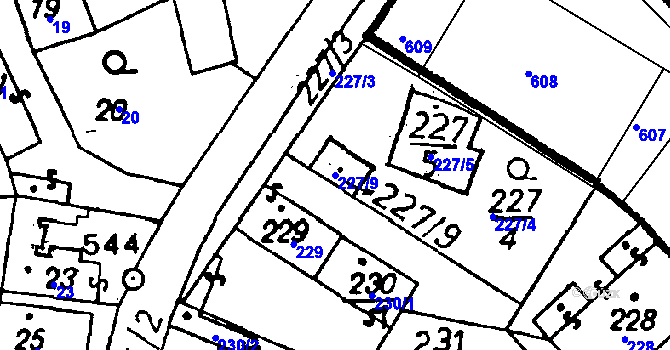 Parcela st. 227/9 v KÚ Miskovice, Katastrální mapa