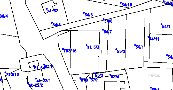Parcela st. 5/3 v KÚ Blahuňov, Katastrální mapa