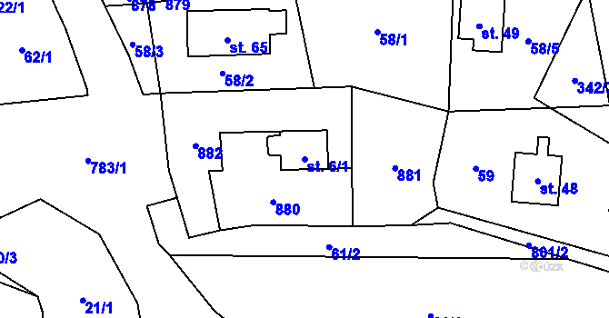 Parcela st. 6/1 v KÚ Blahuňov, Katastrální mapa