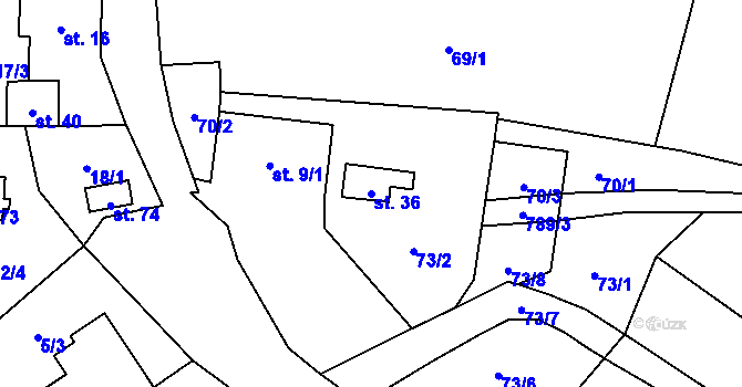 Parcela st. 36 v KÚ Blahuňov, Katastrální mapa