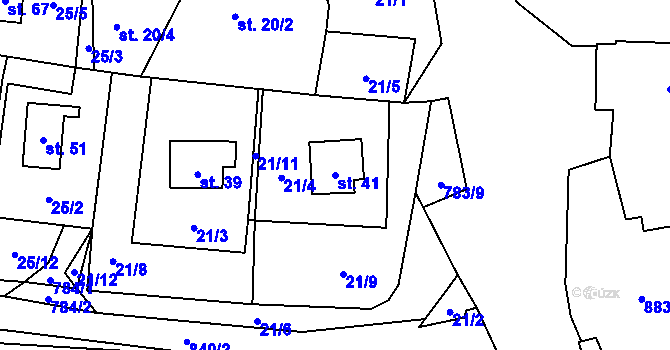 Parcela st. 41 v KÚ Blahuňov, Katastrální mapa