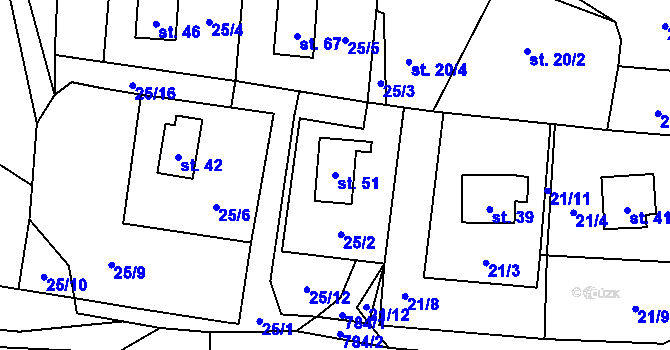 Parcela st. 51 v KÚ Blahuňov, Katastrální mapa