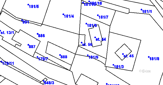 Parcela st. 56 v KÚ Blahuňov, Katastrální mapa