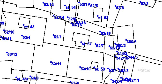 Parcela st. 57 v KÚ Blahuňov, Katastrální mapa