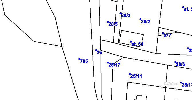 Parcela st. 26 v KÚ Blahuňov, Katastrální mapa